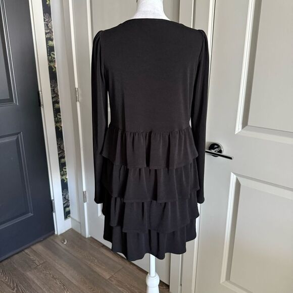 Show Me Your Mumu Top Tier Black Long Sleeve Ruffle Tier Mini Dress Size XS - Picture 3 of 6